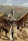 Rubens Paintings - View of Bascarsija Santajevo by Franz Leo Ruben